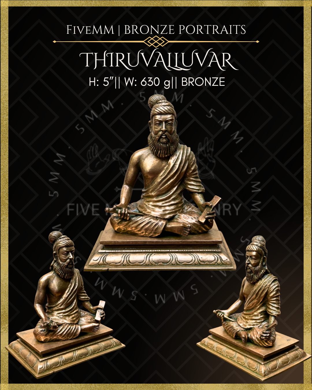Thiruvalluvar- Tamil Poet and Sage Panchaloha Bronze Icon - 5"
