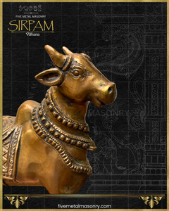 Vrsabha(Nandi) : Bull Panchaloha Bronze Icon - 8" - Sirpam Collection