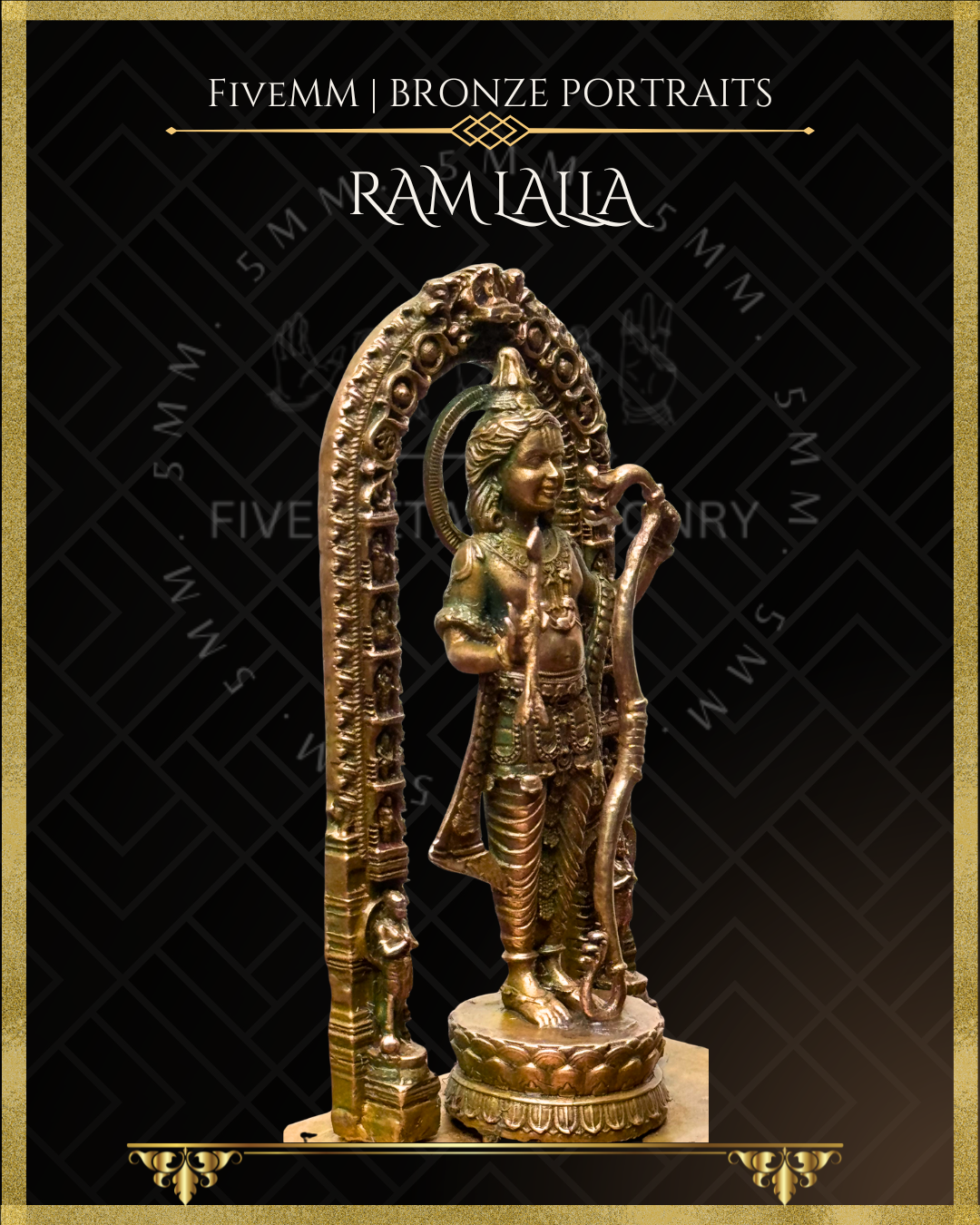 Ayodhya Ramlalla Panchaloha Bronze Icon - 6" with arch