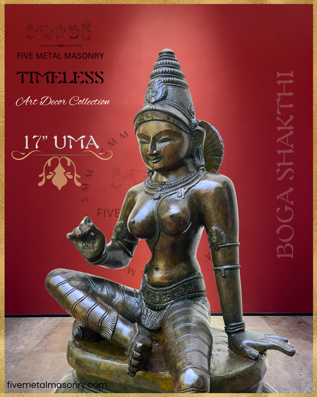 Parvati: Boga Shakti Panchaloha Bronze Icon - 17"- Timeless Collection