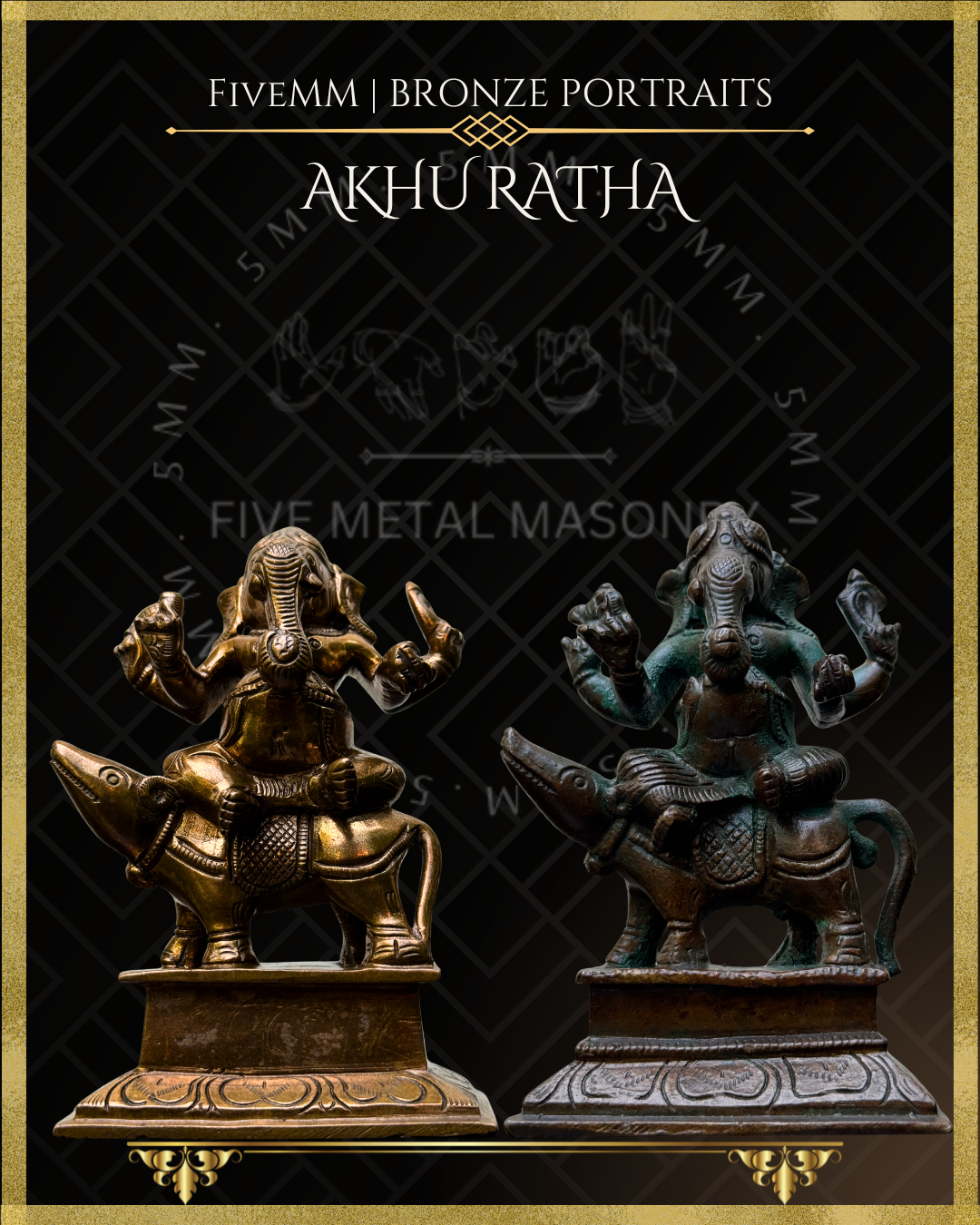 Ganesa on Mooshika Panchaloha Bronze Icon - 5"