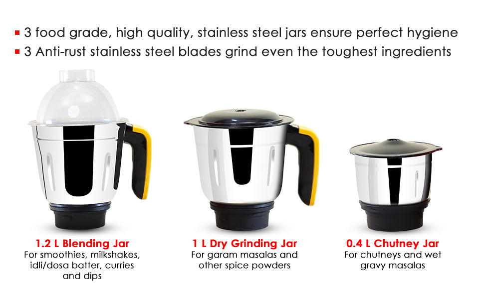 Vesper Mixer Grinder 600W - Yellow