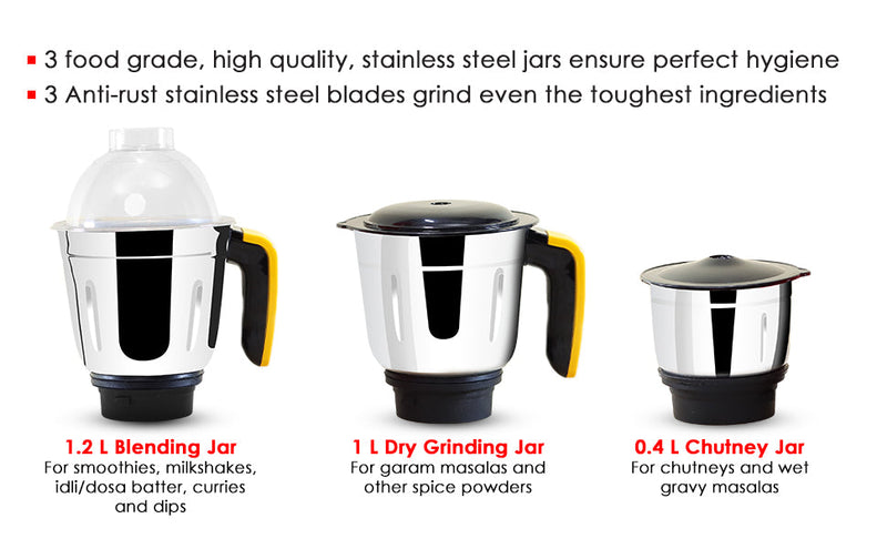 Vesper Mixer Grinder 600W - Yellow