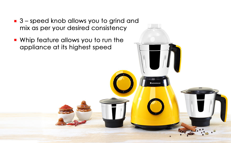 Vesper Mixer Grinder 600W - Yellow