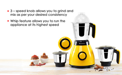 Vesper Mixer Grinder 600W - Yellow