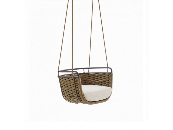 Greco Single Seater Hanging Swing Without Stand For Balcony , Garden Swing (Brown) Braided & Rope