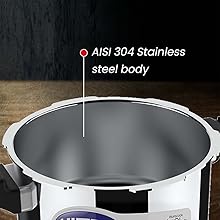 Ultra Triply Krono Pressure Cooker 5.5 Litre | Whistle Counter | Spillage Control | AISI 304 Food Grade Stainless Steel Cooker | 5 Years Warranty | 1.2 MM Lid Thickness | Induction Compatible