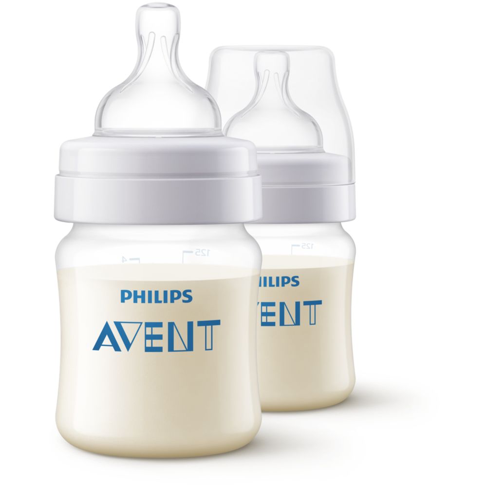 Philips Avent Anti-Colic Baby Bottle 125ml, Newborn Flow Teat, 0m+ (Pack of 2) (SCY100/20)