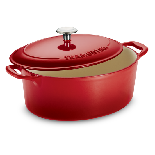 Bestow Enameled Cast Iron Covered Oval Dutch Oven 5.2 Litre GR