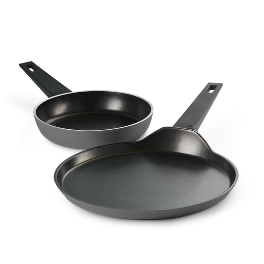 Chroma Forged Cookware Set of 2 Fry Pan 20 cm & DosaTawa 28 cm Grey