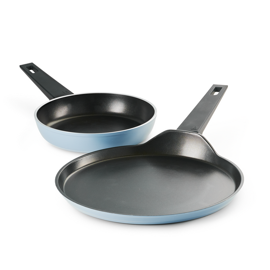 Chroma Forged Cookware Set of 2 Fry Pan 20 cm & DosaTawa 28 cm Blue