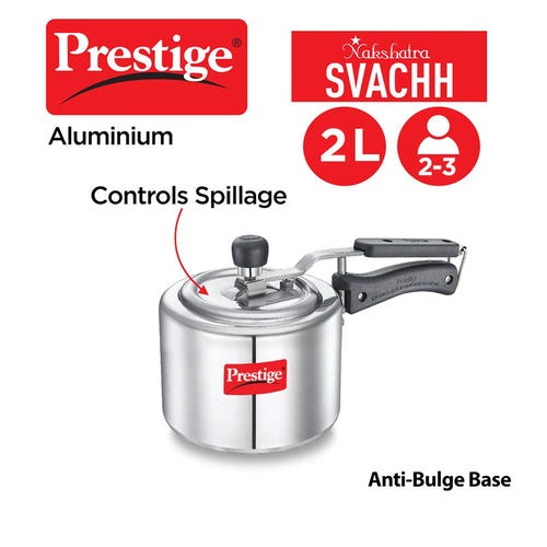 Prestige Nakshatra Svachh Aluminium Spillage Control Pressure Cooker (Silver)
