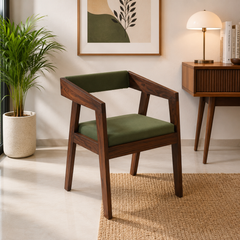 Astera Solid Sheesham Wood Upholstered Arm Chair