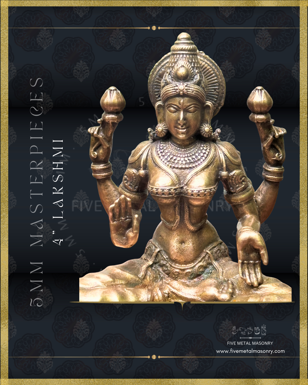 Lakshmi Panchaloha Bronze Icon - 4"-  Masterpieces Collection