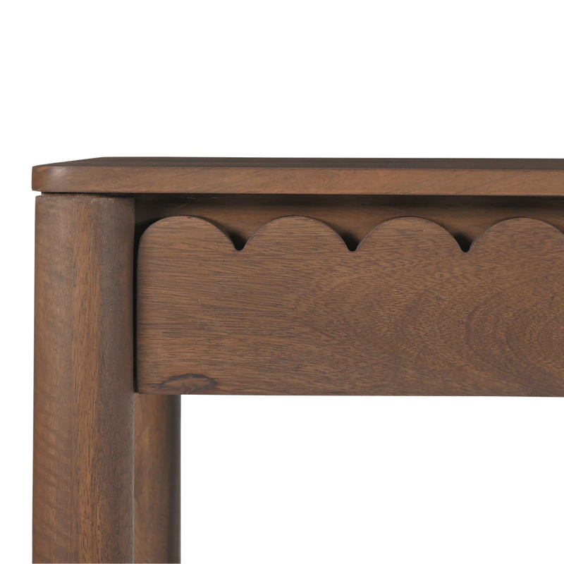 Indiana Scalloped Edge Solid Wood Console Table – Modern Minimalist Design