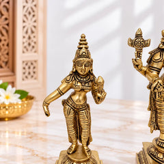 Brass Lord Balaji With Sri Devi And Bhudevi Idols Set (6.5 Inch)