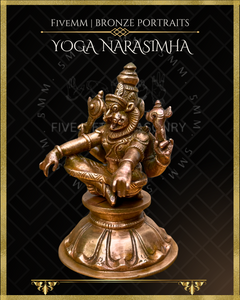 Yoga Narasimha Panchaloha Bronze Icon - 4"