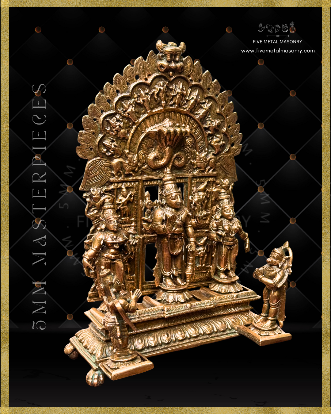 Vishnu Panchaloha Bronze Icon Set - 9" with arch-  Masterpieces Collection