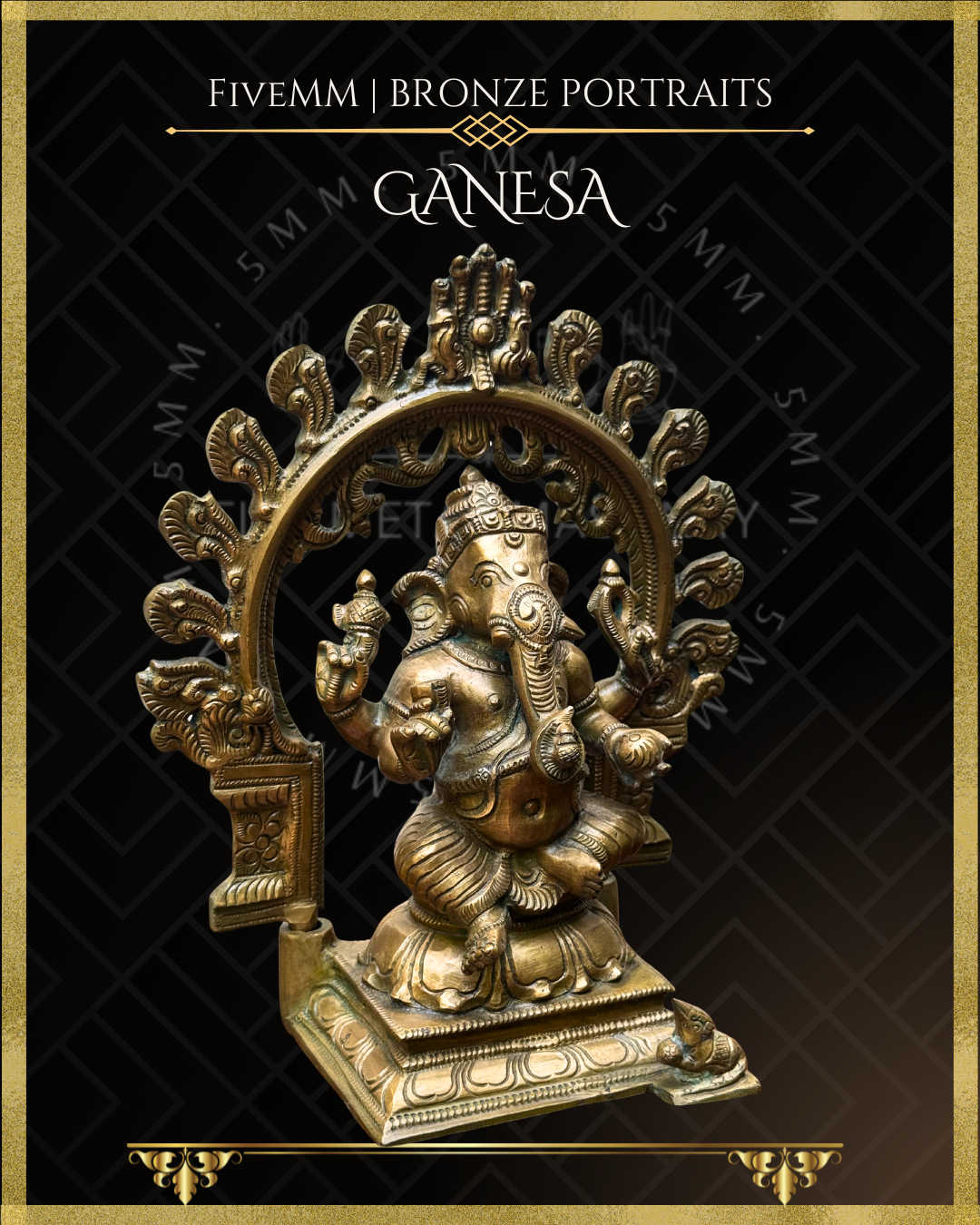 Ganesa Panchaloha Bronze Icon - 10" Seated with arch