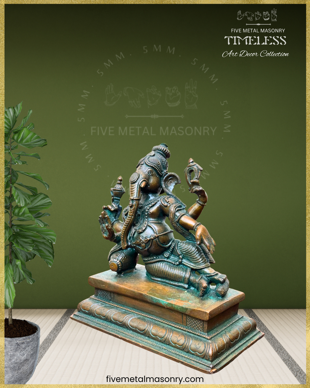 Sayana Ganesa Panchaloha Bronze Icon - 6.5" - Timeless Collection