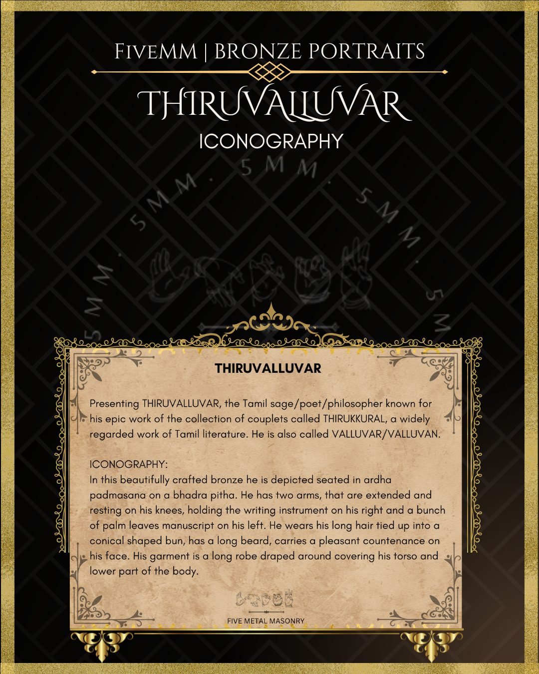 Thiruvalluvar- Tamil Poet and Sage Panchaloha Bronze Icon - 5"