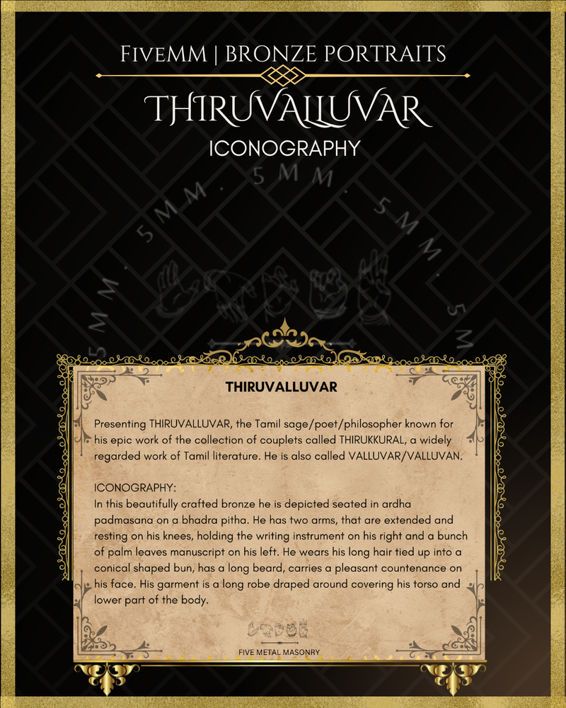 Thiruvalluvar- Tamil Poet and Sage Panchaloha Bronze Icon - 5"