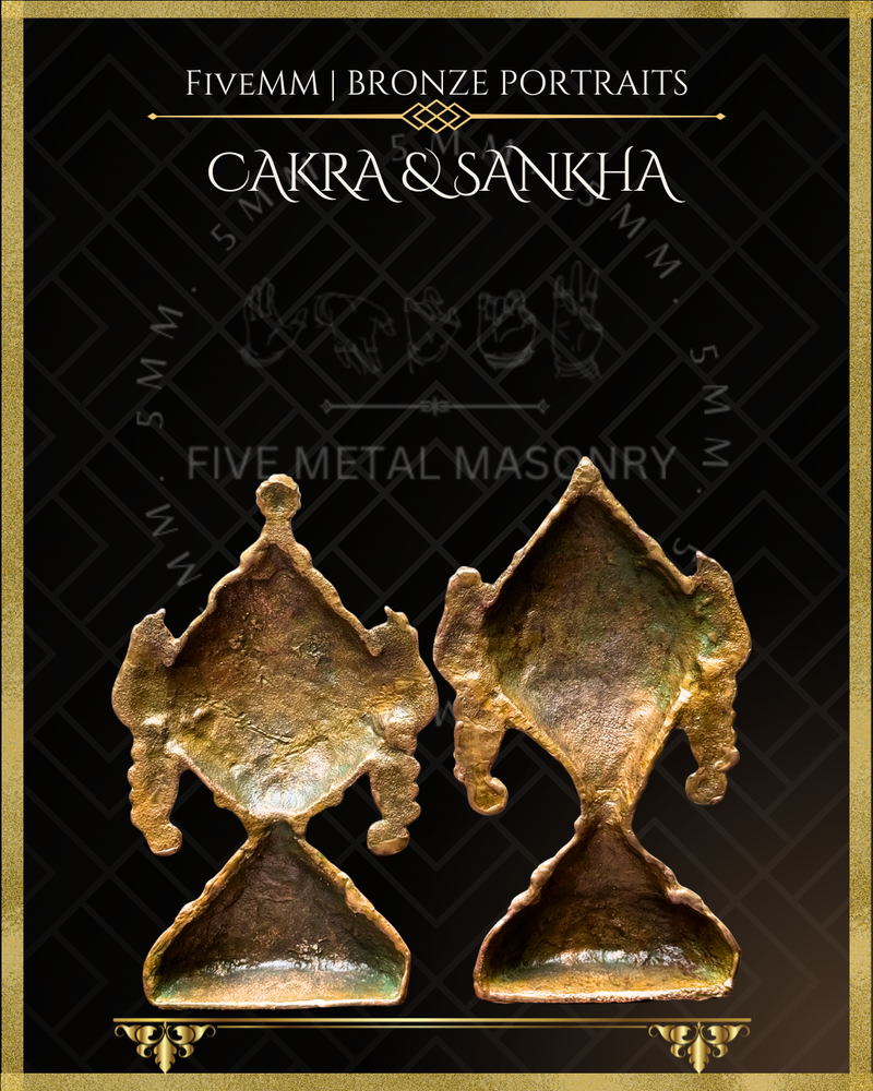 Chakra & Sankha Panchaloha Bronze Icon Set - 6"
