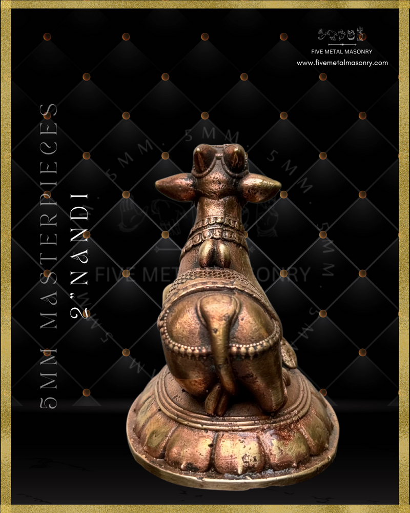 Nandi Panchaloha Bronze Icon - 2"-  Masterpieces Collection