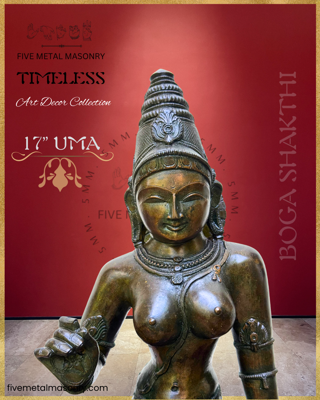 Parvati: Boga Shakti Panchaloha Bronze Icon - 17"- Timeless Collection