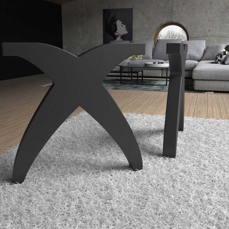 Modern X-Frame Steel Table Base – Black Powder-Coated Metal Legs for Dining or Custom Tables | Sleek Industrial Table Stand