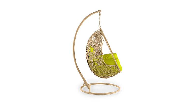 Noemi Single Seater Hanging Swing With Stand For Balcony , Garden Swing (Honey)
