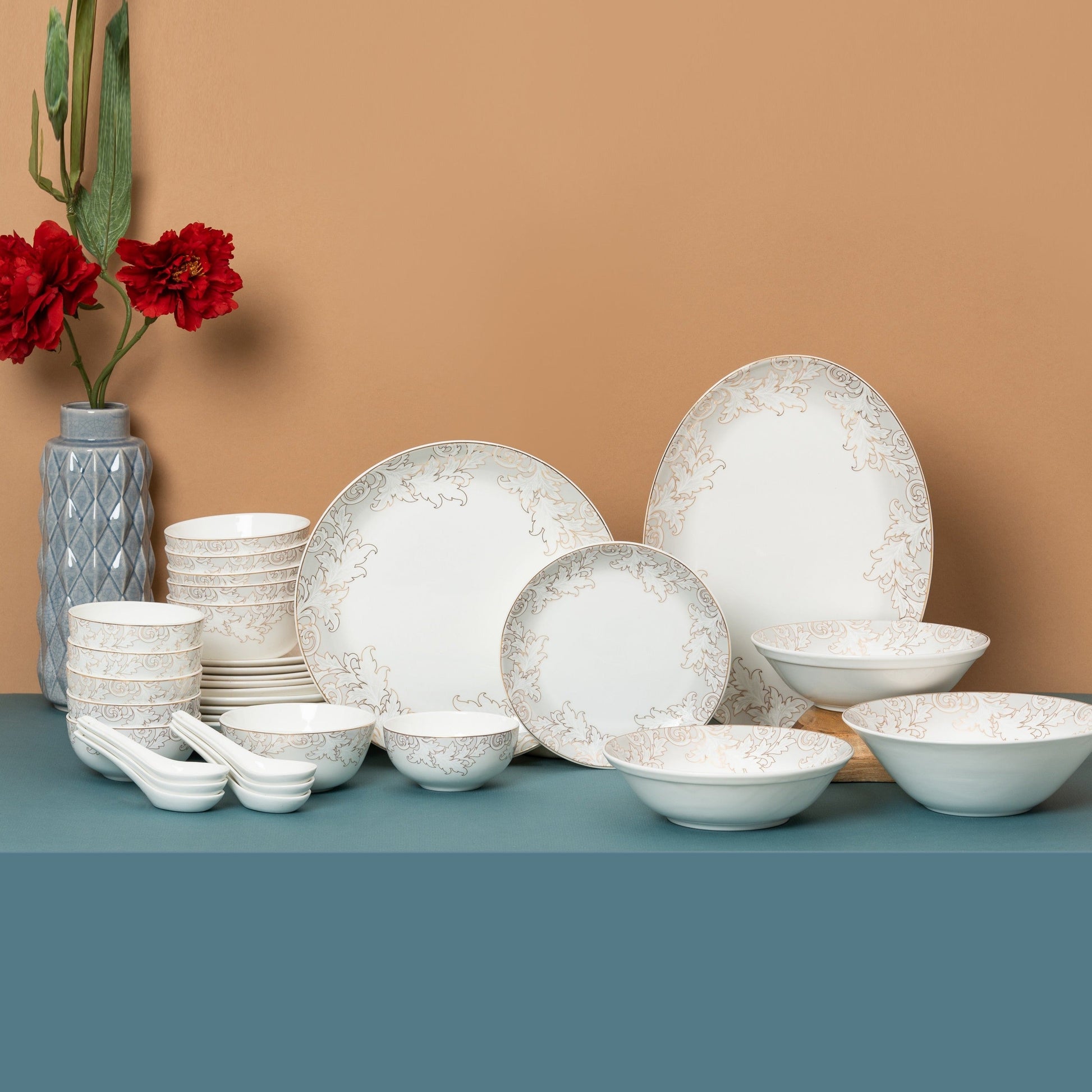 JCPL Urmi Crysta Dinner Set of 34 (CR401), For Family of 6