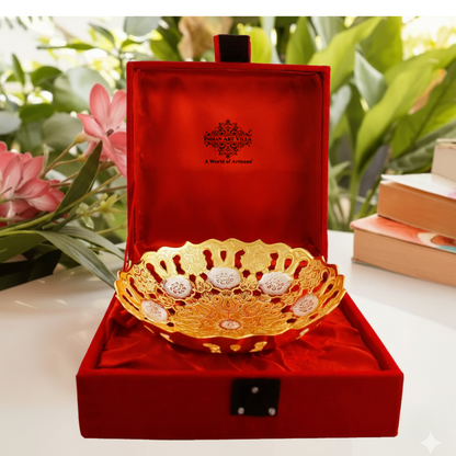 Handmade Pure Silver & Gold Plated Designer Decorative Bowl,