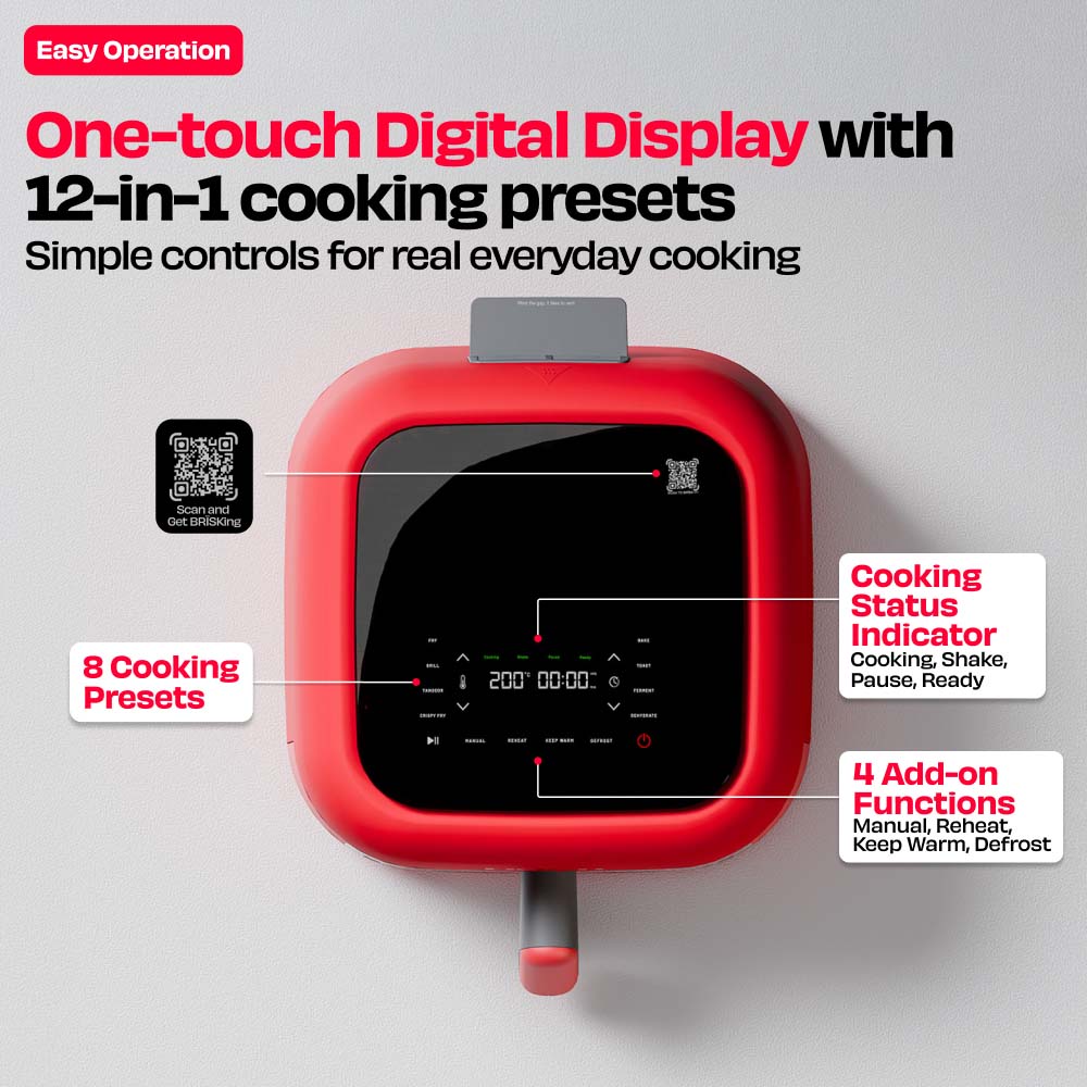 World's 1st 100% Toxin-Free ILAG® Certified CeramicTech™ Air Fryer with XL Basket | BRĪSK