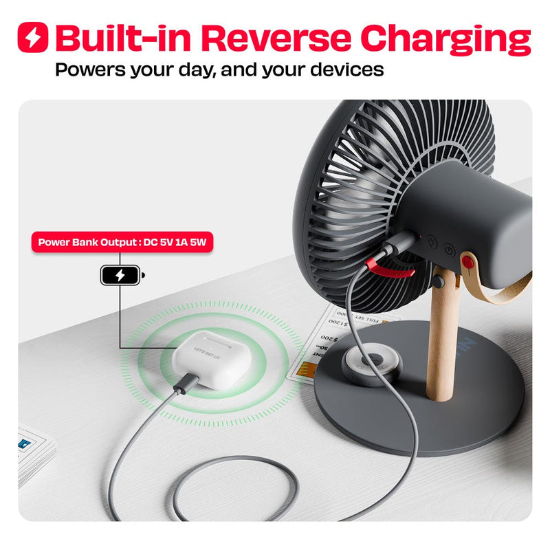 All-day Wireless Rechargeable Table Fan with Mood Light and Magnetic Remote | LĪT [v3]