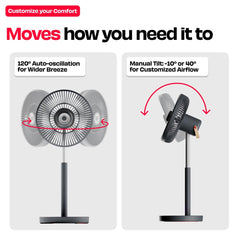 Rechargeable Table Fan with ProLift™ Adjustable Stem and Mood Light | LĪT PRO