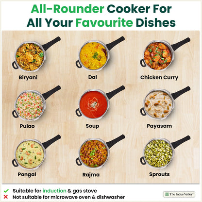 QuicKooker Tri-Steel Stainless Steel Pressure Cooker, Premium Quality, 3 Layer Heavy Bottom, 100% Safe, ISI Certified, 3 Yr Warranty, Induction & Gas, 3/5 L