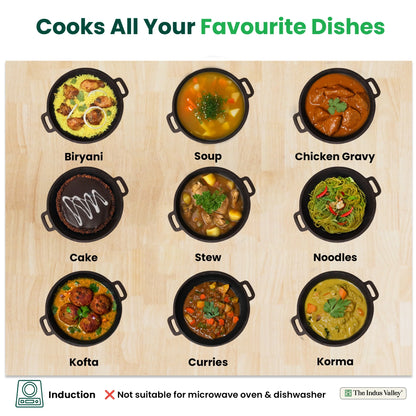 CASTrong Cast Iron Dutch Oven/ Casserole with Lid,Pre-seasoned, 100% Pure, Toxin-free, Induction, 26.5cm, 5 Liter, 7.9 kg