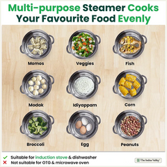 Tri-Steel Multi Purpose Stainless Steel Steamer with Tri-Ply Bottom  | Vegetable Steamer | Khandvi/Modak/Momo Maker | Steaming Pot 1.42 Kg / 1.9 Kg, 2 Tier / 3 Tier
