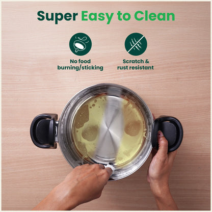 Tri-steel Stainless Steel Rice Pot with Strainer Lid & Lockable Bakelite Handles, Tri-ply 3-Layer Heavy Bottom | Noodle/Pasta/Corn/Soya/Veggies Boiler Pot, Steamer Cooker, Induction & Gas, 1.08 Kg, 19cm, 3.5 L