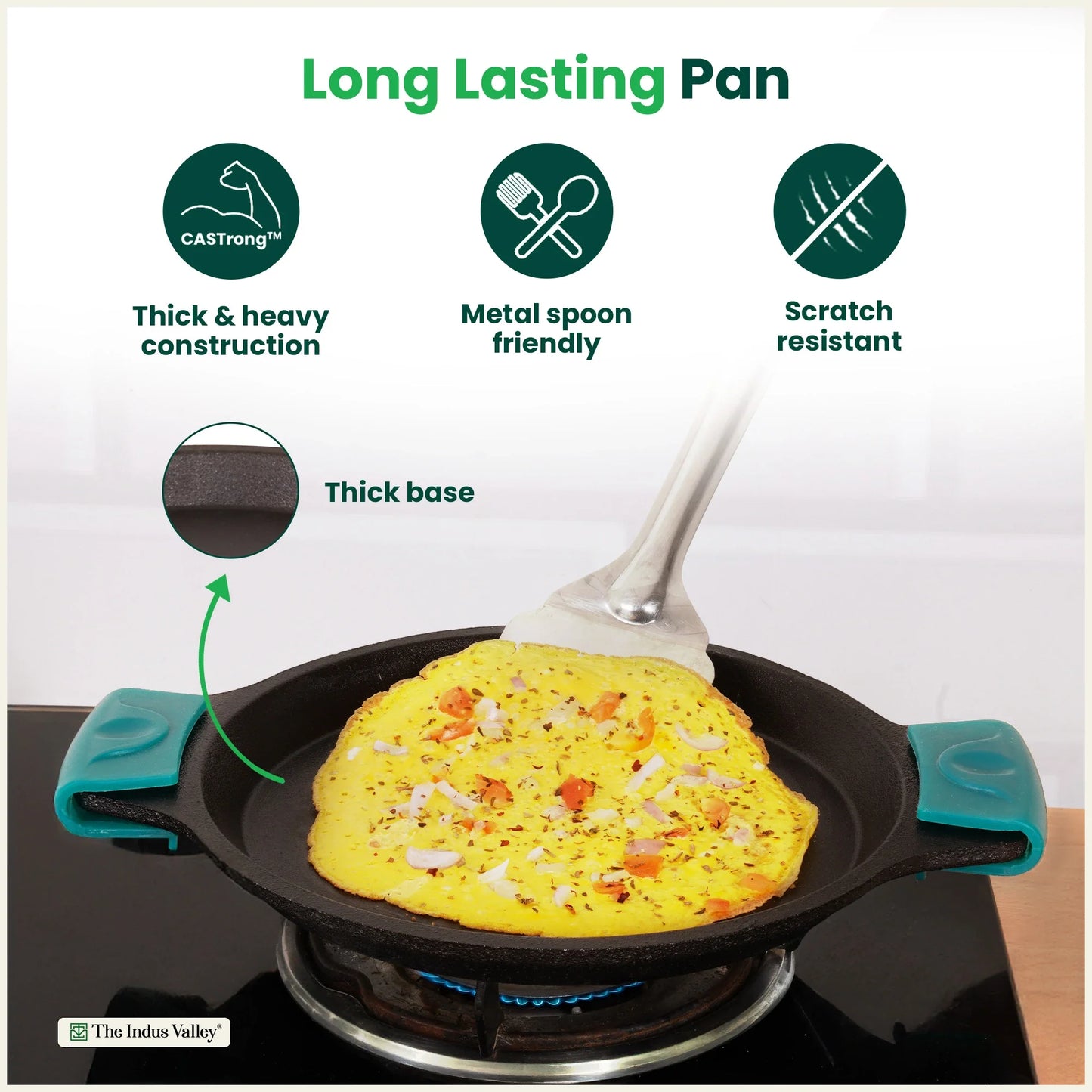 CASTrong Cast Iron Fish Fry pan, Pre-seasoned, Naturally Nonstick, 100% Pure, Toxin-free fry pan 9.8 In/25 cm/1.9 kg