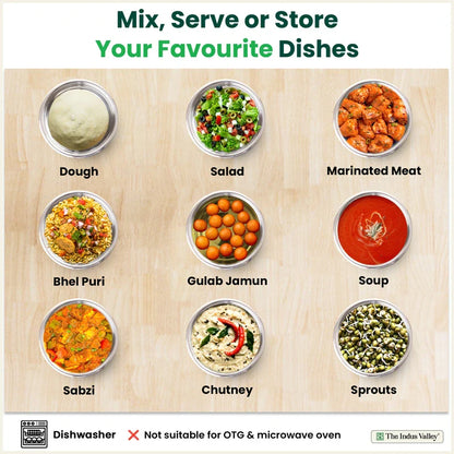 100% Toxin-free Premium Quality  Tri-Steel Stainless Steel Mixing Bowl Set with Lids – 3 Pieces, Food-Safety, Ideal for Mixing, Marinating & Storage (0.7L/1.0L/1.3L)