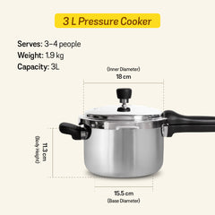 MEYER Presta set of 2 Tri-ply Pressure Cooker (3L, 5.5L)