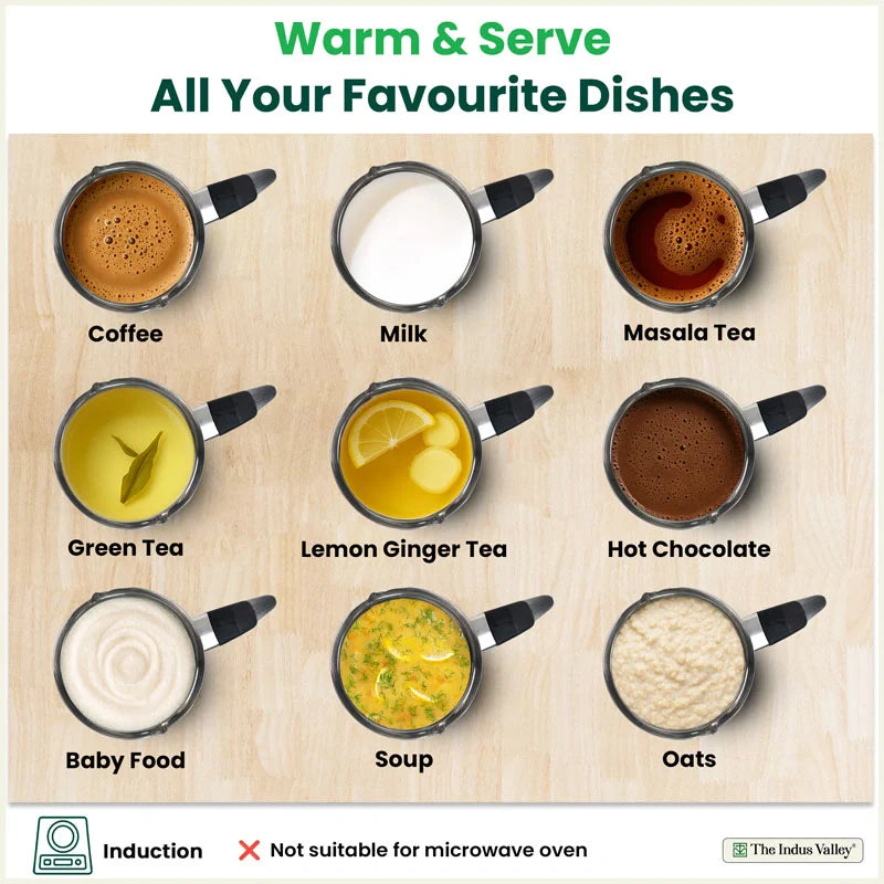 Stainless Steel Turkish Coffee Warmer - Stay-Cool Handle, Induction Friendly, 100% Food-Safe – 500ml / 900ml