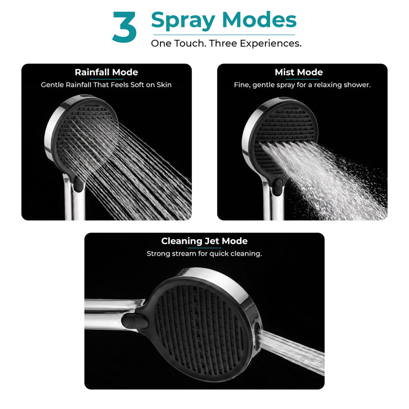 Plantex ABS Hand Shower for Bathroom/3 Mode Multifunctional Shower/Rectangle Hand Shower Without Hose Pipe for Home/Hotel - (Chrome, H-XM95)-6