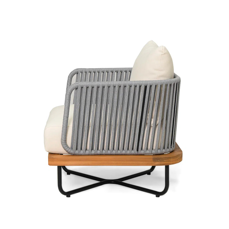 Logema Outdoor Garden Balcony Sofa Set 2 Seater,4 Single Seater With 1 Table Set, Braid & Rope (Grey + Beige)
