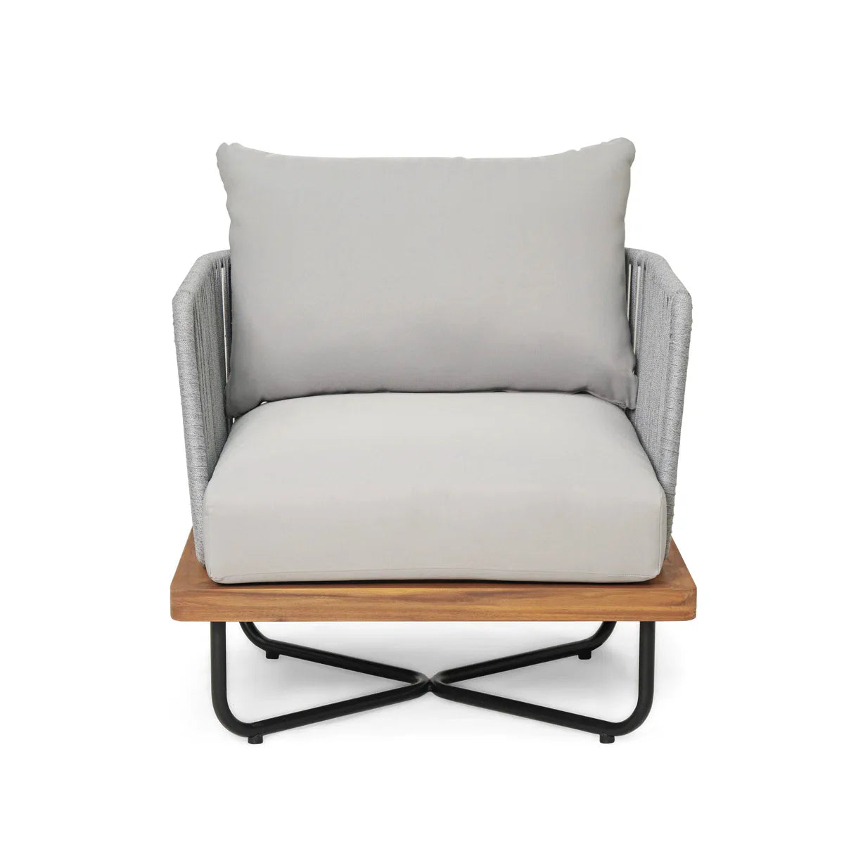Arria Outdoor Garden Balcony Sofa Set 2 Seater,4 Single Seater With 1 Table Set, Braid & Rope (Grey + Grey)