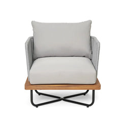 Arria Outdoor Garden Balcony Sofa Set 2 Seater,4 Single Seater With 1 Table Set, Braid & Rope (Grey + Grey)