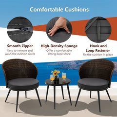 Stilt Outdoor Patio Seating Set 2 Chairs and 1 Table Set (Black + Brown)