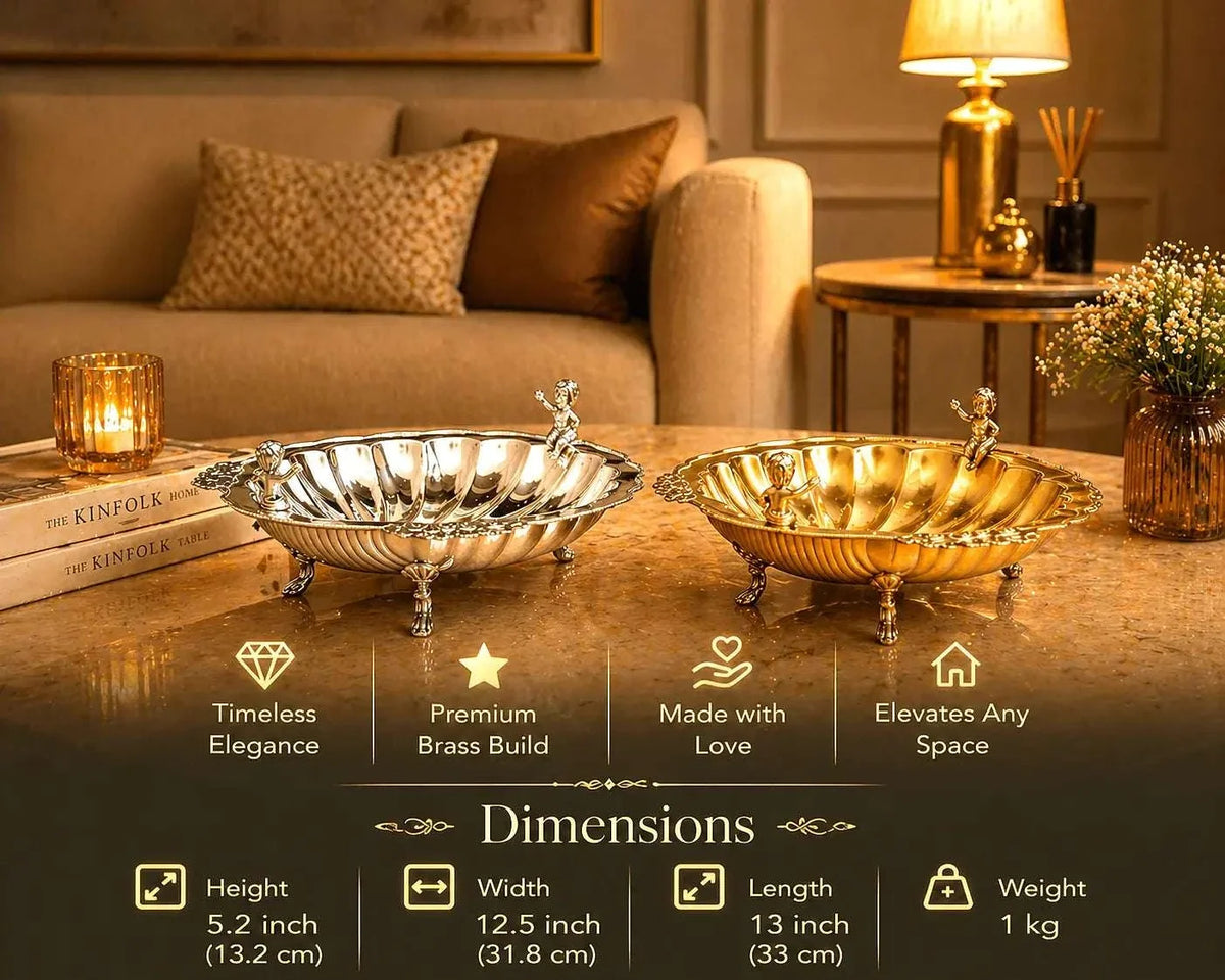 Brass Shell Shaped Decorative Serving Tray / Bowl (13 Inch)